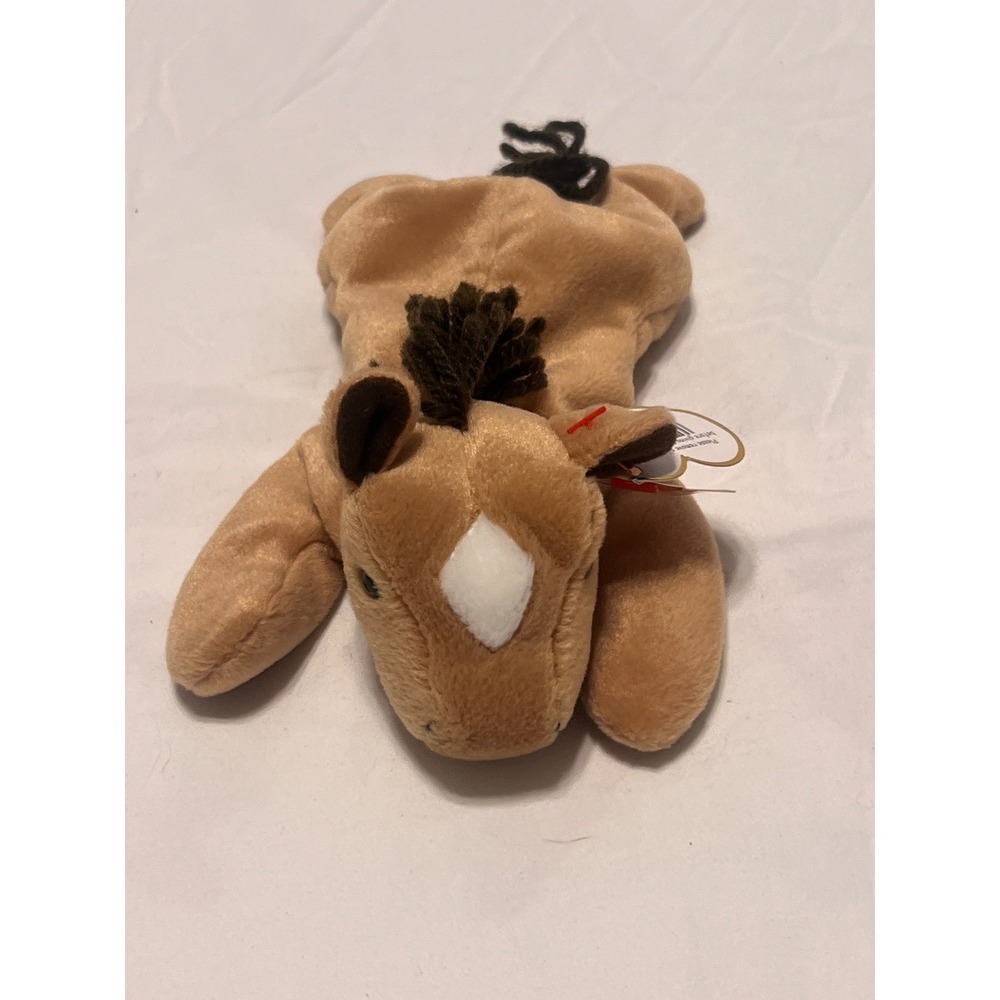 Ty Beanie Baby Derby the Horse Tan Plush Yarn Mane 1995 Vintage 4008 8 Inch